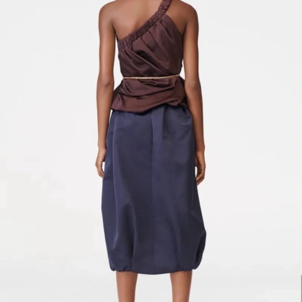 Zara collection taffeta voluminous midi blue skirt limited edition sz.S - Picture 6 of 10